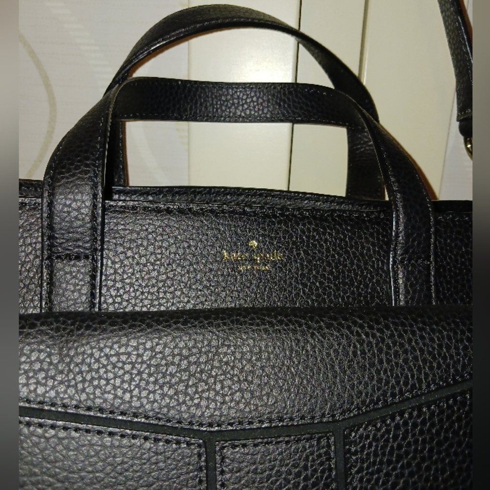 Kate Spade Chantal Bridge Place Bow Satchel Black Leather Handbag - Picture 3 of 13